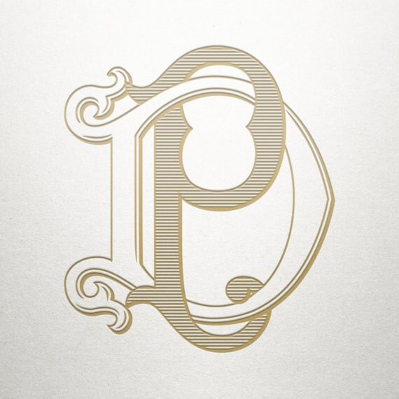 Custom Bridal Monogram DP PD Bridal Monogram Vintage