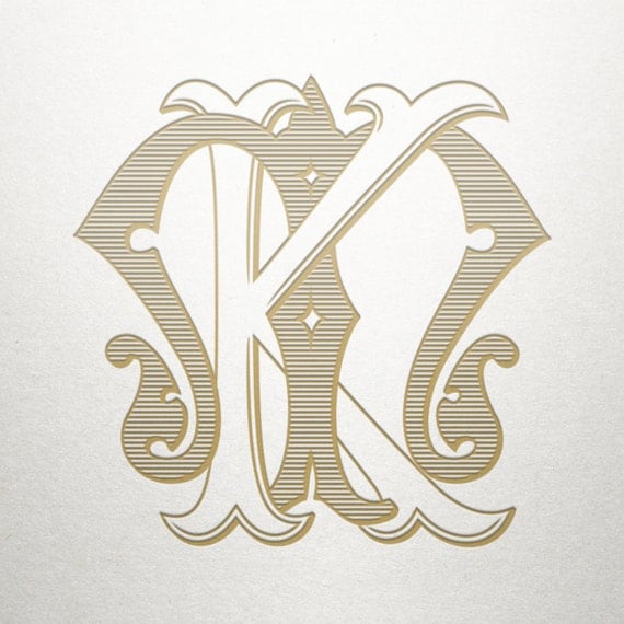 Digital Wedding Monogram KM MK Wedding Monogram Vintage