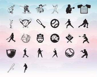 Baseball clipart set Vector file for Silhouette Cameo Cutting Baseball monogram set SVG PNG EPS vector