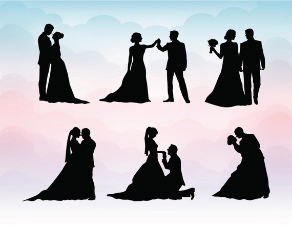 Download Couple Silhouette Clipart Wedding silhouettes SVG Wedding