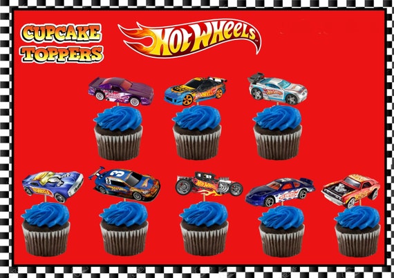 Hot Wheels Cupcake Toppers by Instaparty on Etsy