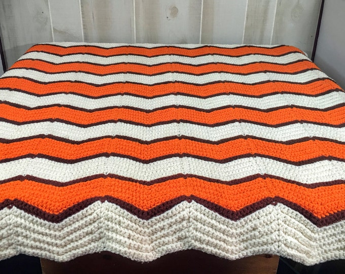 Handmade Vintage Afghan | Vintage Sofa Cover | Crocheted Sofa Throw