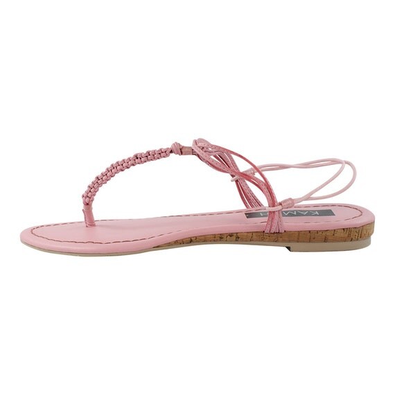 pink leather sandals flat