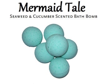 Mermaid Tale | Hidden Colour Bath Bomb | The Little Mermaid Inspired | Optional "Mermaid" Tibetan Silver Charm | Seaweed Scented Bath Fizzie