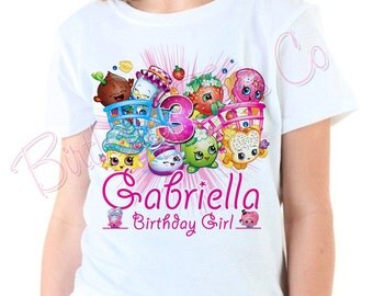 Customized Shopkins Birthday Shirt Add Name & Shopkins Custom Birthday Party TShirts