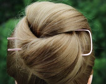 Square Hair Fork, Hair Pin, Metal Hair Pick, Hair Bun Holder, Stick Cheveux, Chignon Pin Holder, Minimalist Hair Accessories, Women Gift
