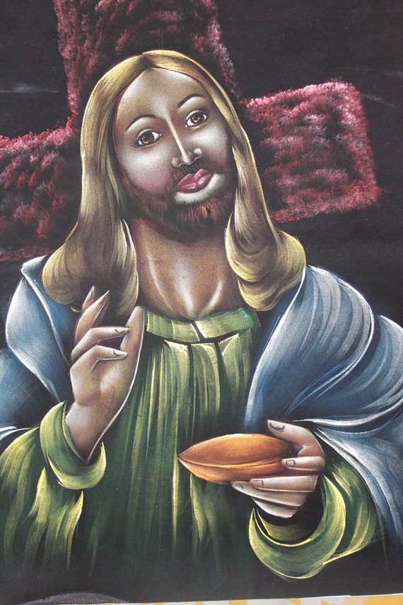 Jesus Christ Handmade Painting Velvet Cloth by IndigenousArtCrafts