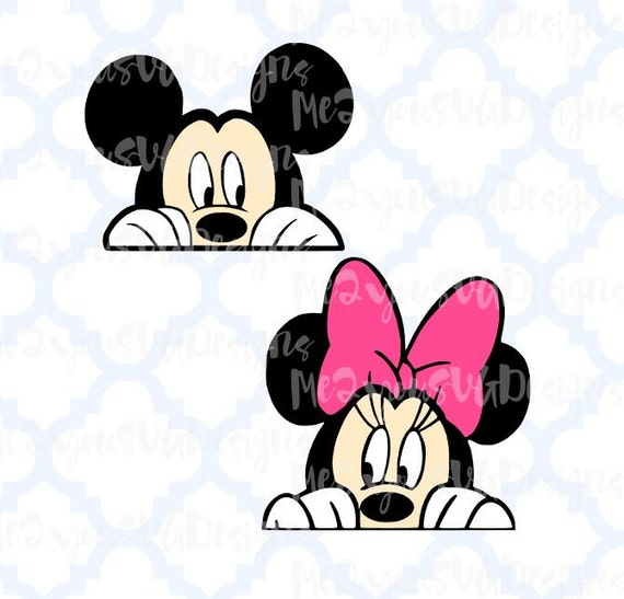 Mickey and Minnie Peeking SVGEPSPNGStudio