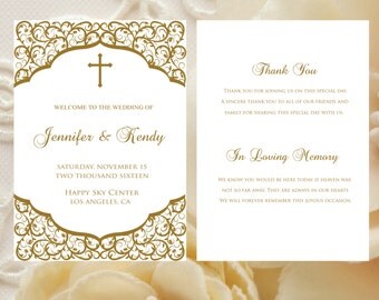 Printable Catholic Folded Wedding Program Faith Template Editable Text Instant Download DIY MS Word WPFLODER19