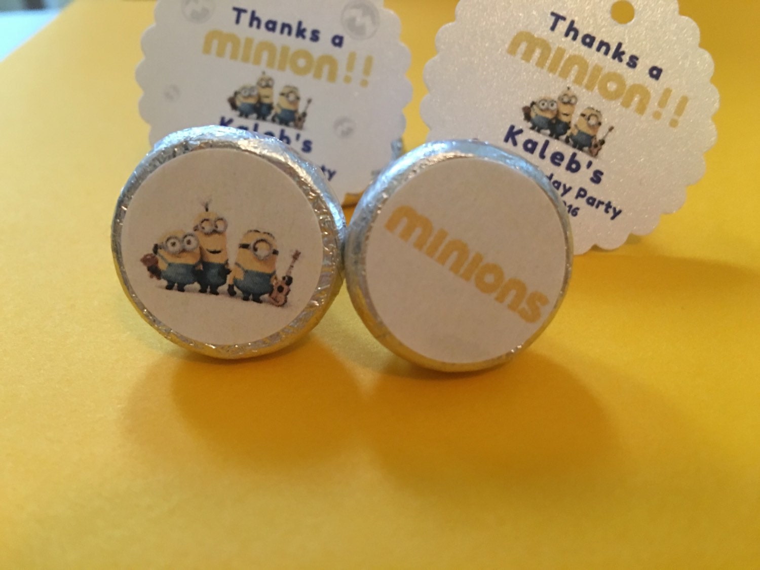 Minions party favor tags or minions hershey kiss stickers