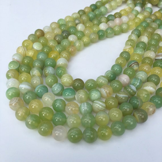 8mm Green Stripe AgateRound Gemstone BeadsWholesale Beads