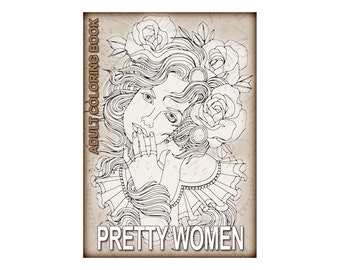 Pretty Women ADULT COLORING BOOK Sexy Girl Printable Adult Coloring Book Page Instant Download Printable Sexy Girls Coloring Pages