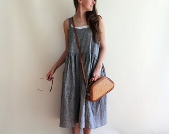 Linen Dress, Pinafore Dress, Sleeveless Maxi Dress, Pinafore Maxi Dress, Linen Maxi Dress, Plus Size Sundress, Linen Dress Women, Jumper