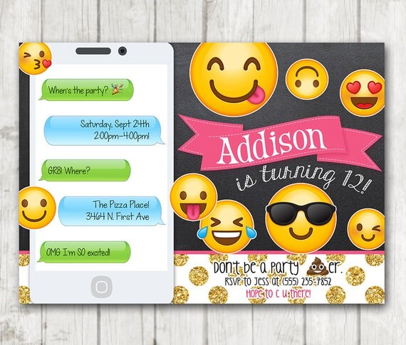 Emoji Printable Birthday Invitations  Birthday Wikii