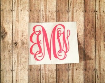 Monogram decal - monogram sticker - monogram initials - vine monogram - tumbler monogram - car monogram -window decal- cup monogram-monogram