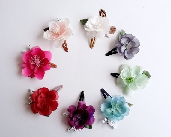 Silk Flower Hair CLIPS by FloralAndFabulousDsg on Etsy