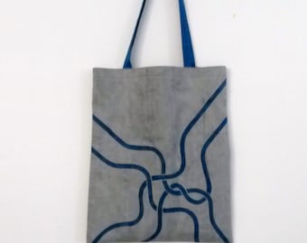 handpainted tote bag 'elefant grey' blue