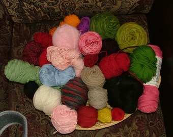 Mystery Grab Bag, 3 lbs, Mostly Worsted Weight, Some Hand Dyed, Assorted Yardage, Assorted Fibers Destash Crochet Knit - Box 3