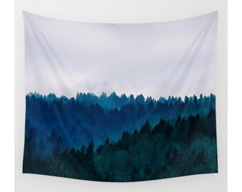 Wall Tapestry, Tree Tapestry, Wall Hanging, Trees Blue Mountain Wilderness Forest, Wall Decor, Photo Wall Art, Modern Tapestry, Home Decor