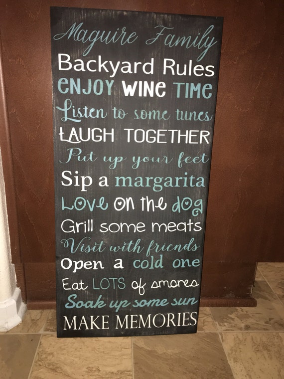 Backyard rules family sign
