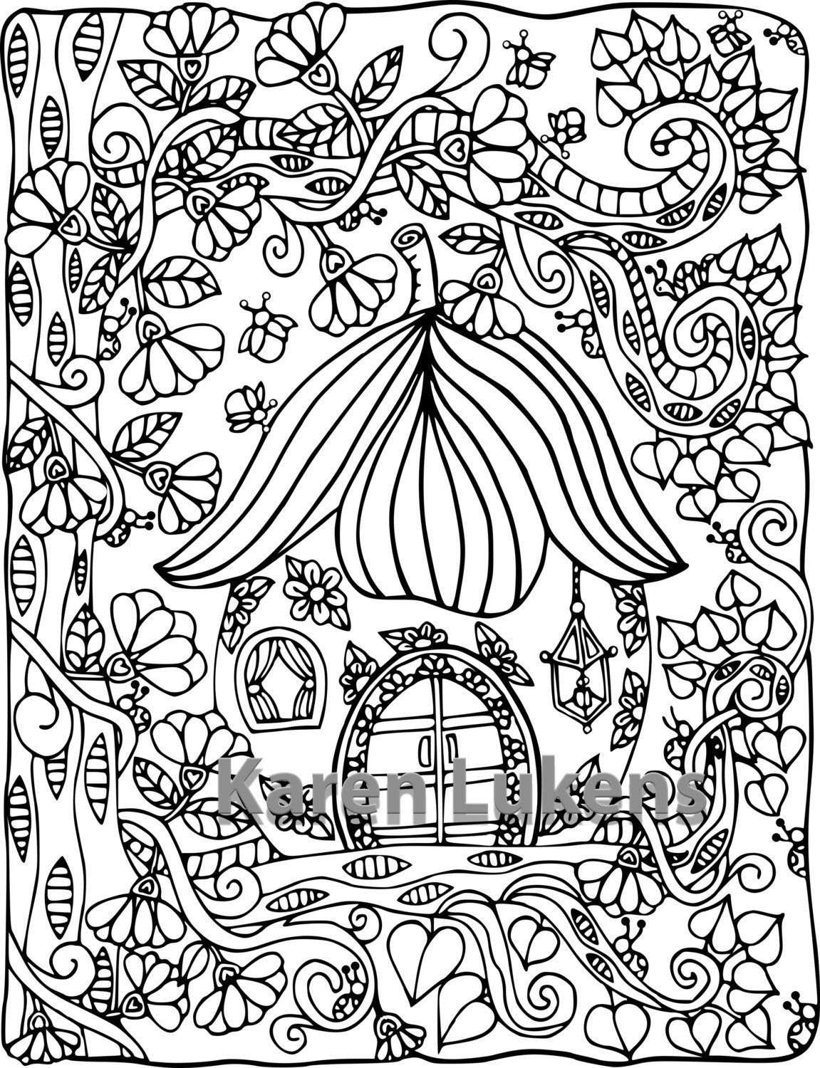 Download Happyville Fairy House 1 1 Adult Coloring Book Page
