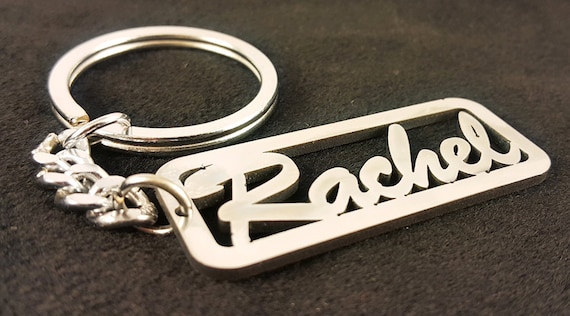 Personalized Inside Box Hollow Cut Single Named  Metal Key chain