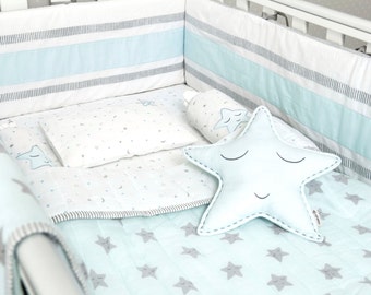 Sleepy Star-Organic Crib Bedding Set, Baby Bedding Set, Baby Blanket, Baby Bedding, Baby Crib, Star Crib Set, Baby Boy Bedding, Star Bedding