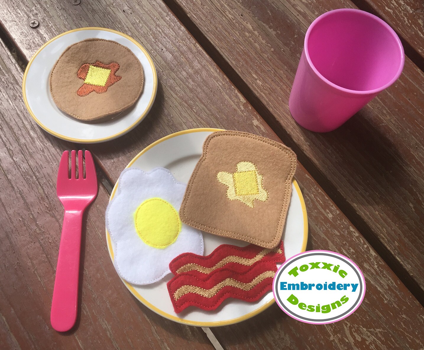 ITH Felt Breakfast Play Food Set Machine Embroidery Design