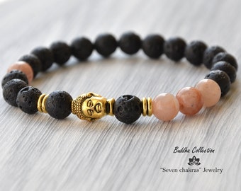 Lava Black Bracelet|Gift|for him|Mens|Beaded Bracelet|tibetan bracelet|Mens gift|Gemstone Bracelet|Mala Bracelet|Mens bracelet