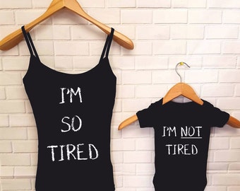 Funny Matching Mother & Baby Set / Short Sleeve Bodysuit And Matching Tank Tee / New Baby Gift Set