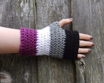 Asexual flag fingerless gloves