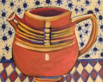 Orange Pitcher with Stars