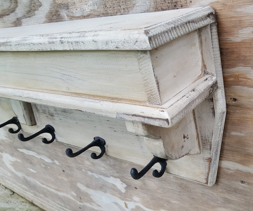 French Country wall coat rack primitive wall coat rack