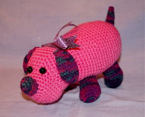 pink and purple stuffed dog