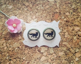 Fox earrings in wood type, fox, cleverness, forest, forest dwellers, animals in the wild
