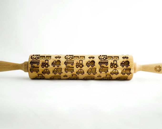 KIDS CARS rolling pin, embossing rolling pin, engraved rolling pin for a gift, kids, gift ideas, gifts, unique, autumn, wedding