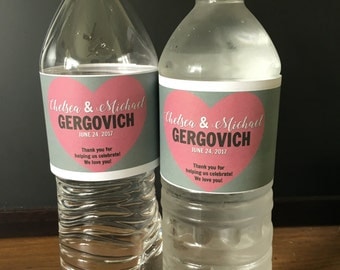 Wedding Water Bottle Labels | Digital File | Printable File