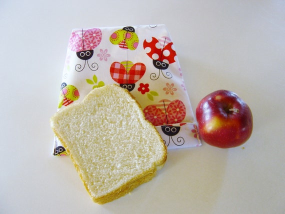 Lunch bags eco friendly, Reusable bag, snack bag, sandwich bag, ladybugs