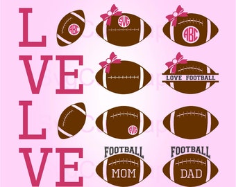 Football SVG Monogram Ball, Svg Files, Love Football Svg, Svg files for Cricut, Svg Cut file for Silhouette, SVG Vinyl Cutters, Football Mom