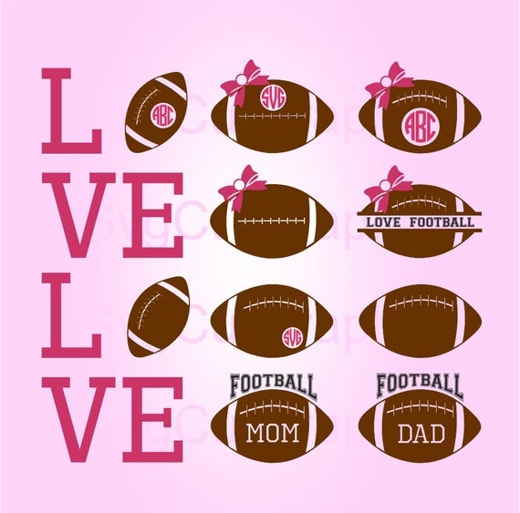 Download Football SVG Monogram Ball Svg Files Love Football Svg Svg