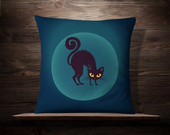 black cat pillow halloween