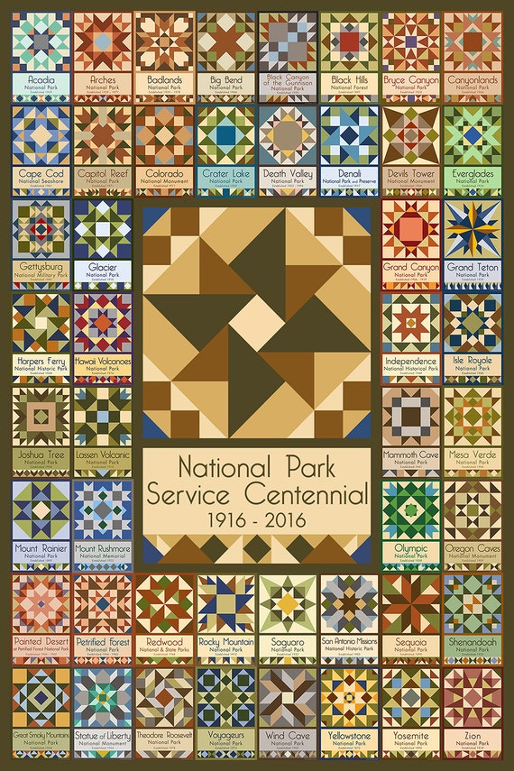 National Park Service Centennial Quilt Block Vertical