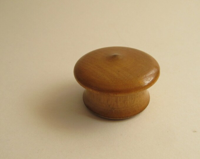 Vintage treen engagment or wedding ring box, snuff box, patch box, stamp box, round mushroom shaped box