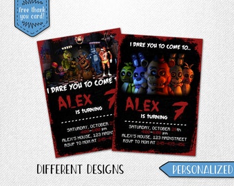 Five Nights at Freddy's invitation, Five Nights at Freddy's birthday invitation, FNAF invitation! 3 designs, personalized.