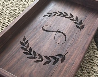 Rustic Serving Tray, Personalized Serving Tray, Wood Tray, Ottoaman Tray, Wine Serving Tray, Tea Serving Tray