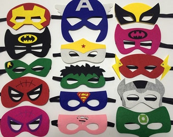 Party Pack, superhero mask, Felt Superhero Masks - Ironman, Flash, Green Lantern, kids party favor, super hero party, superhero party favor