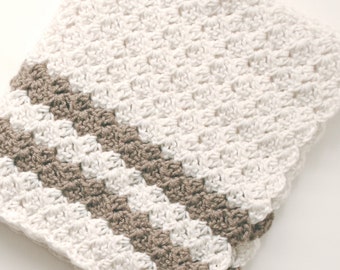 Easy Crochet Blanket Pattern Adult / Child Tutorial Afghan Throw Textured Stitch Reversible 3 sizes Guide for using your favorite size hook