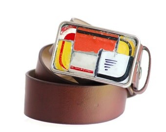 License Plate Belt Buckle Handmade Mosaic Vintage Recycled Metal Industrial Urban Rustic For Men or Women One of A Kind