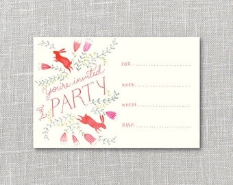 Bright Bunnies Printable Party Invitation