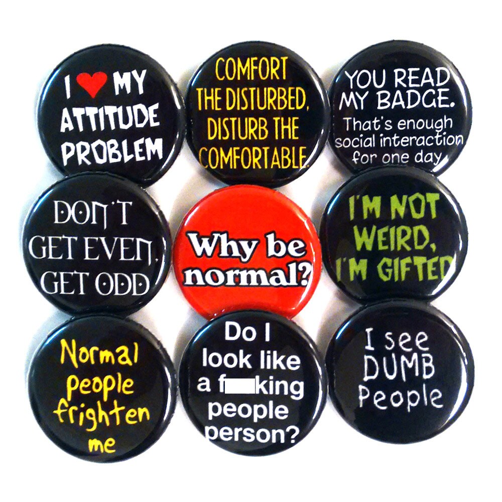 Anti-Social Slogan Badges Buttons Pinbacks x 9